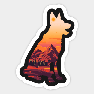 Dog look at Mountains love the Sunset Sticker